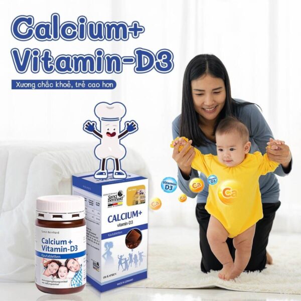 Calcium Vitamin D3 Sanct Bernhard (150 viên) Viên Nhai Ngọt Canxi Socola