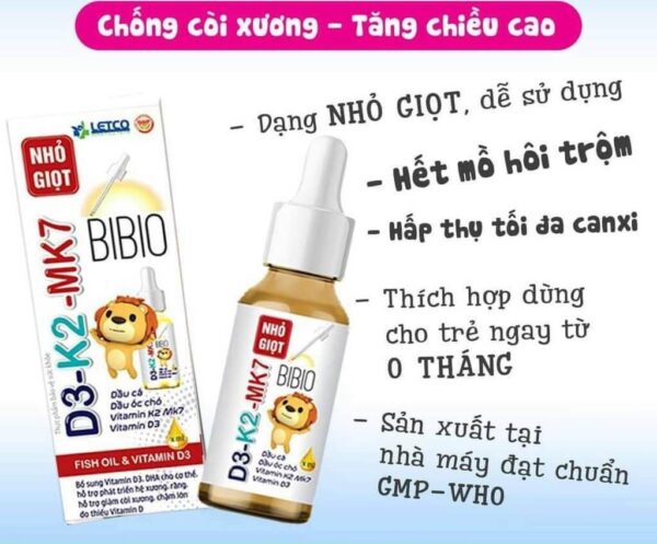 D3-K2-MK7 Bibio Letco 20ml Nhỏ Giọt