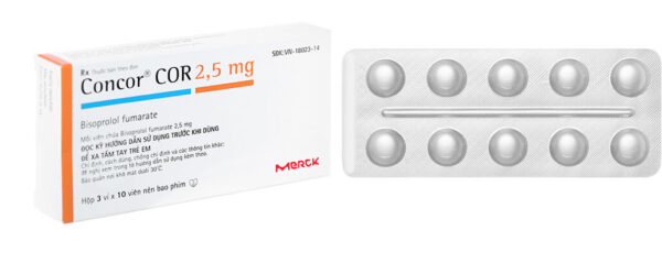 Thuốc Concor Cor 2.5mg (Hộp 3 vỉ x 10viên)