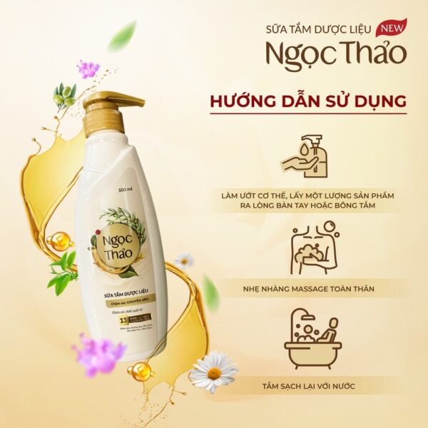 Sữa tắm dược liệu Ngọc Thảo chăm sóc chuyên sâu 500ml