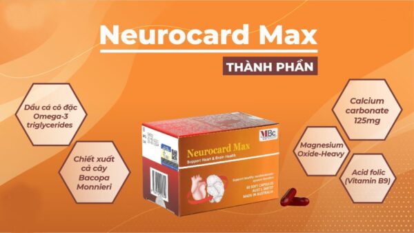 Thuốc Neurocard Max viên uống bổ não và tim mạch hộp 60 viên