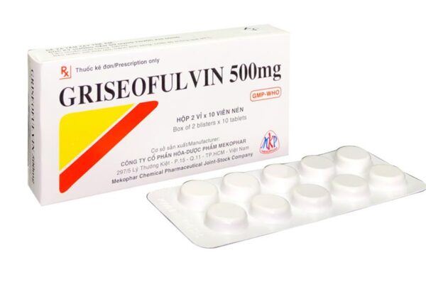 Griseofulvin 500mg Mekophar (2 vỉ x 10 viên)