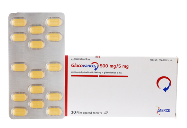 Glucovance 500mg/5mg (Hộp 2 vỉ x 15 viên)