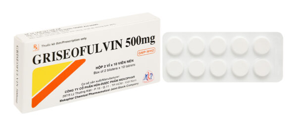 Griseofulvin 500mg Mekophar (2 vỉ x 10 viên)