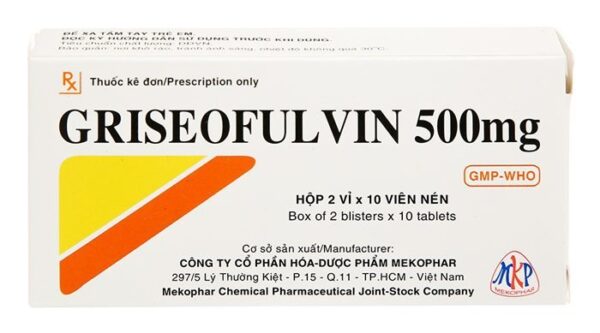 Griseofulvin 500mg Mekophar (2 vỉ x 10 viên)