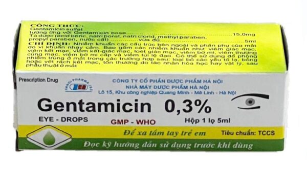 Thuốc Tra Mắt Gentamicin 0.3% (Lọ 5ml)