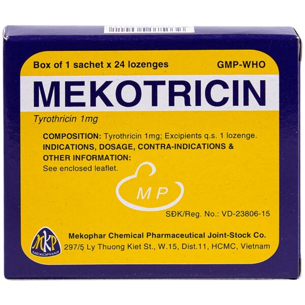 Mekotricin Mekophar (Hộp 24 viên ngậm)