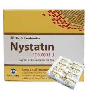 Nystatin 100.000 I.U PV (1 vỉ x 12 viên nén đặt âm đạo)