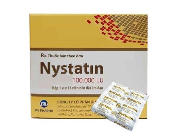 Nystatin 100.000 I.U PV (1 vỉ x 12 viên nén đặt âm đạo)