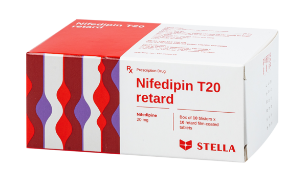 Nifedipin T20 Retard Stella (Hộp 10 vỉ x 10 viên)